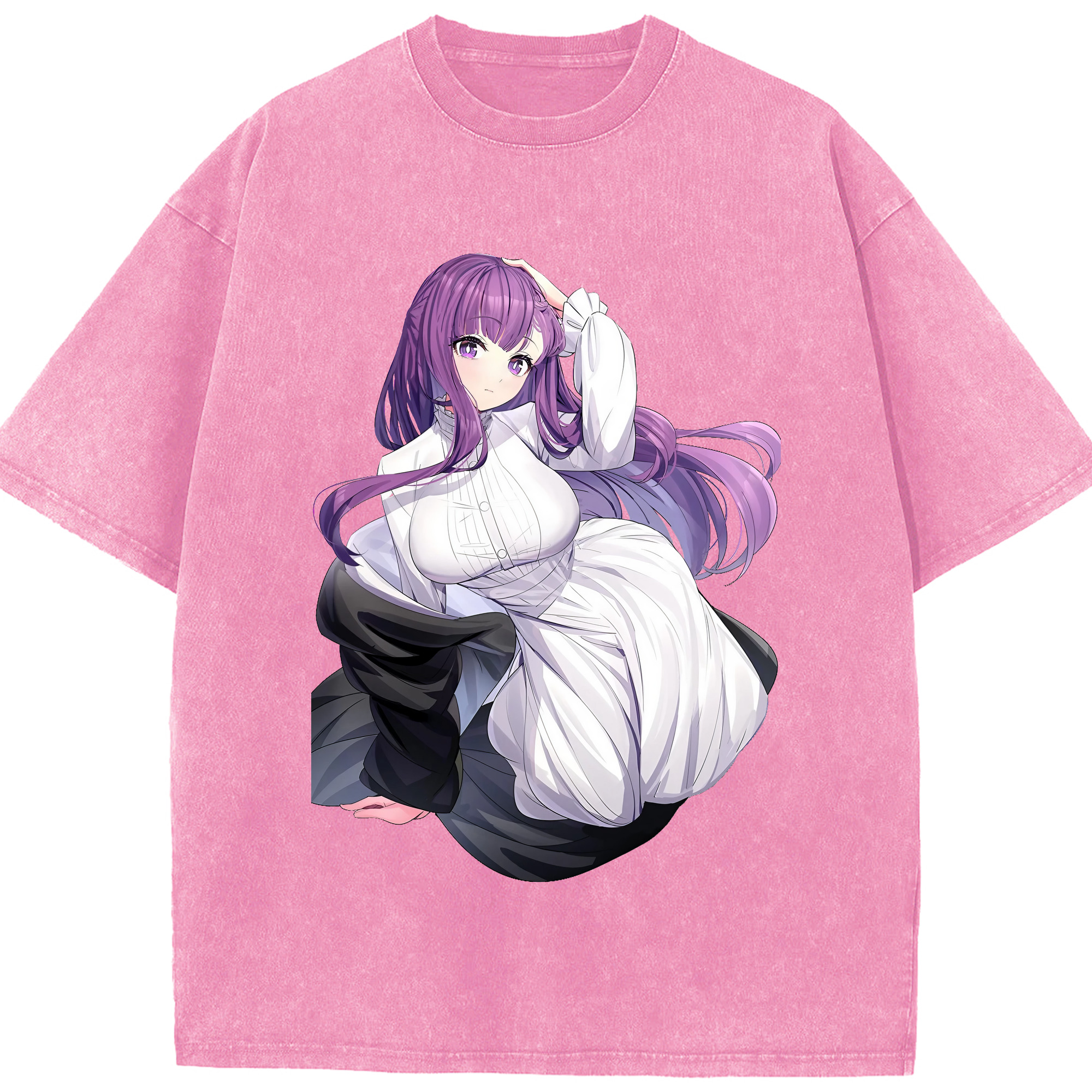 （画像用） 葬送のフリーレン Frieren 綿100% ヴィンテージ風 半袖Tシャツ（フロントプリント）